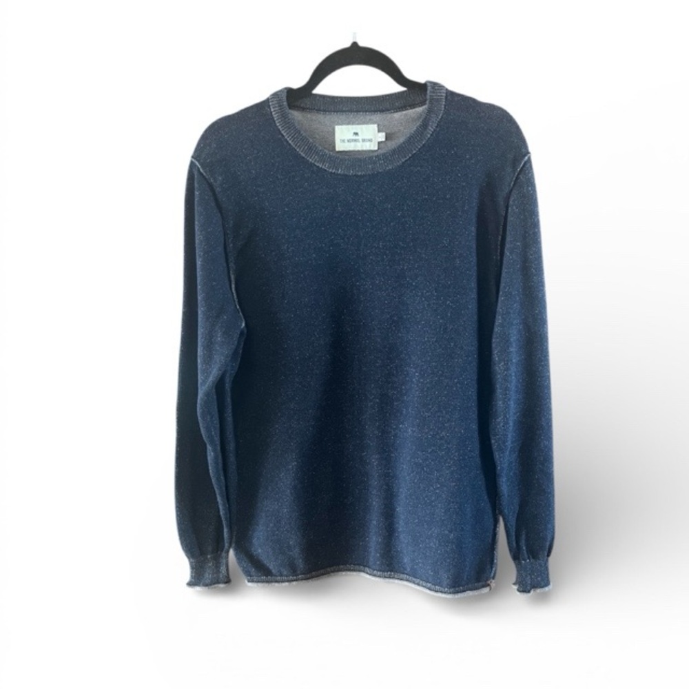 The Normal‎ Brand Apres Ski Stitched Crewneck Sweater In Blue & Tan